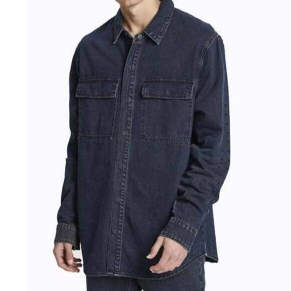 Ksubi Snakebite Long Sleeve Shadow Re-Dye Denim Shirt Size XL New Without Tags - Picture 2 of 10